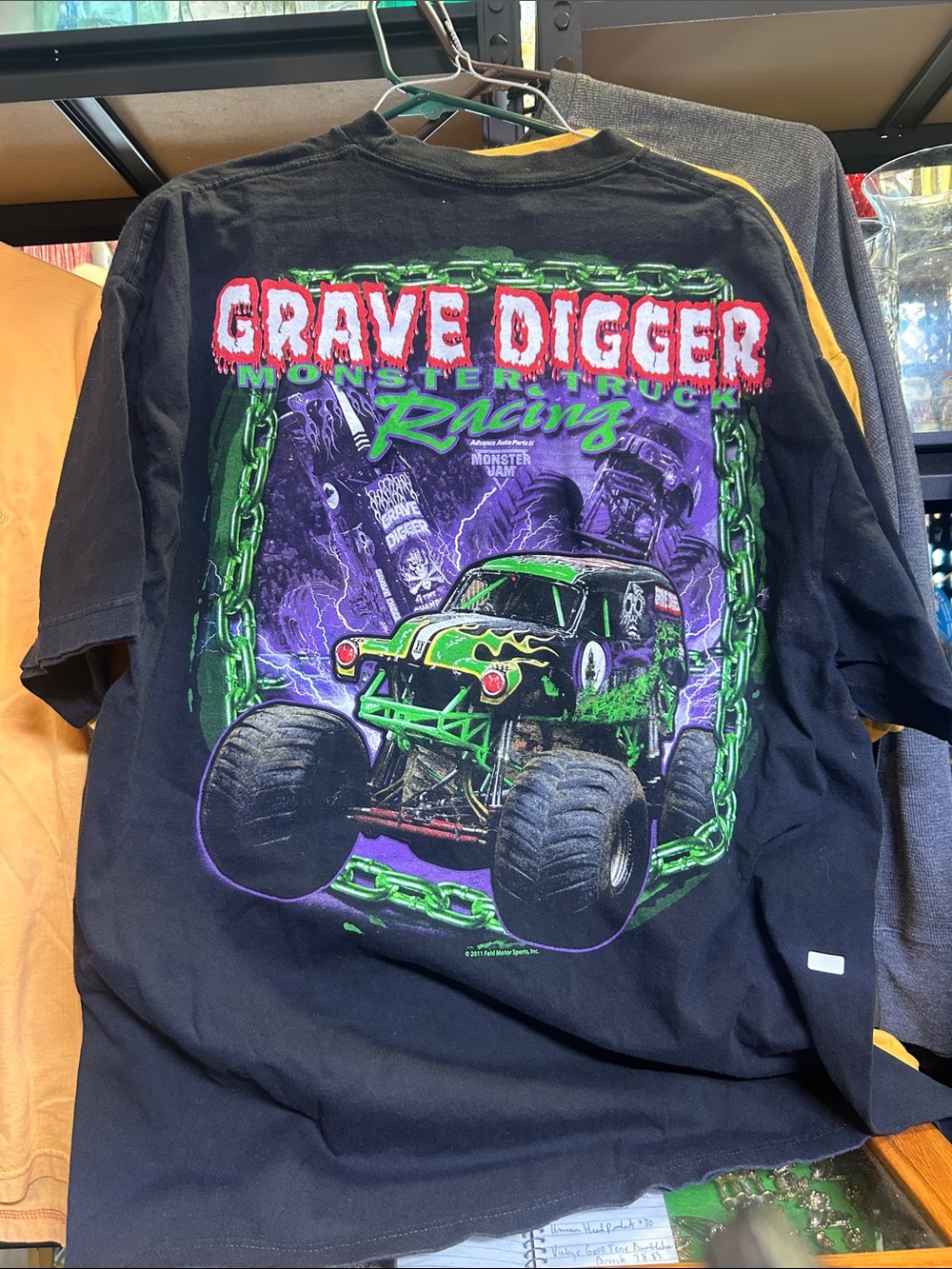 Alstyle Black Kids Tee with Green & Purple Grave Digger Graphic